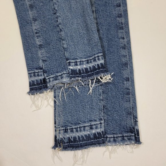 PAIGE High Rise Straight Crop Raw Hem Two Tone Denim Jean in Lyla - Picture 8 of 12